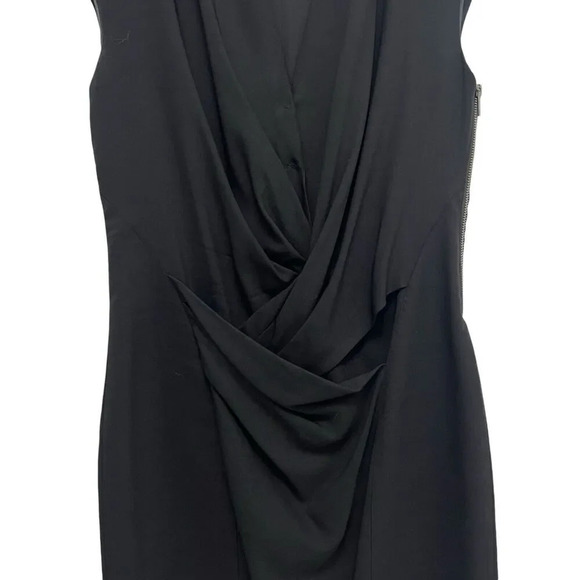 Helmut Lang Draped Twisted Front Cap Sleeve Dress in Black Sheath Dress Size 8 - Picture 7 of 12